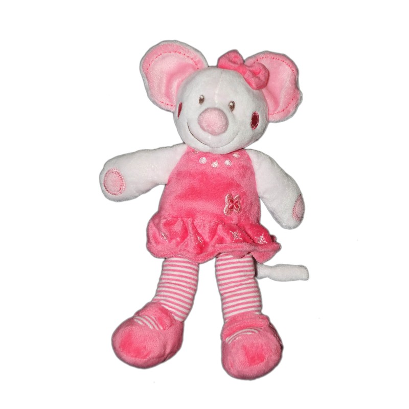 Doudou souris rose fleur brodee Nicotoy 26 cm 579/8811 (12664)