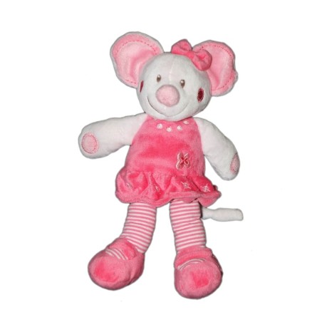 Doudou souris rose fleur brodee Nicotoy 26 cm 579/8811 (12664)