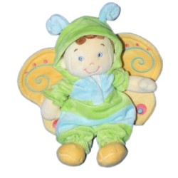 Doudou Garçon Lutin Papillon bleu vert jaune NICOTOY Simba H 24 cm (10693)