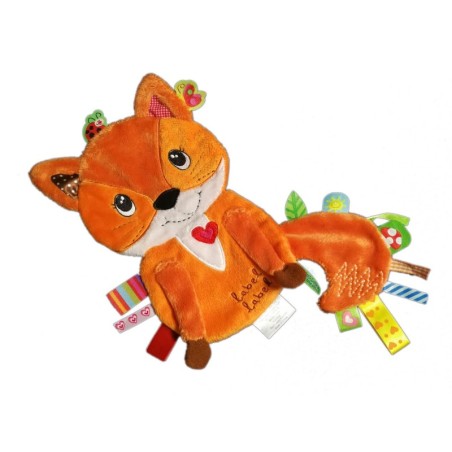Doudou plat Renard Orange Label Label  (21597)