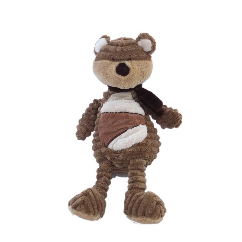 Doudou peluche Ours marron beige TEX BABY 30 cm Velours cottelé (454)