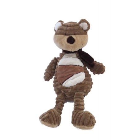 Doudou peluche Ours marron beige TEX BABY 30 cm Velours cottelé (454)