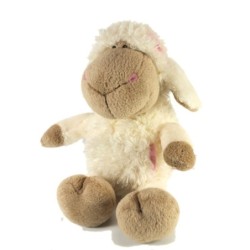 Doudou Peluche Mouton blanc rose poche NICI 25 cm (17503)