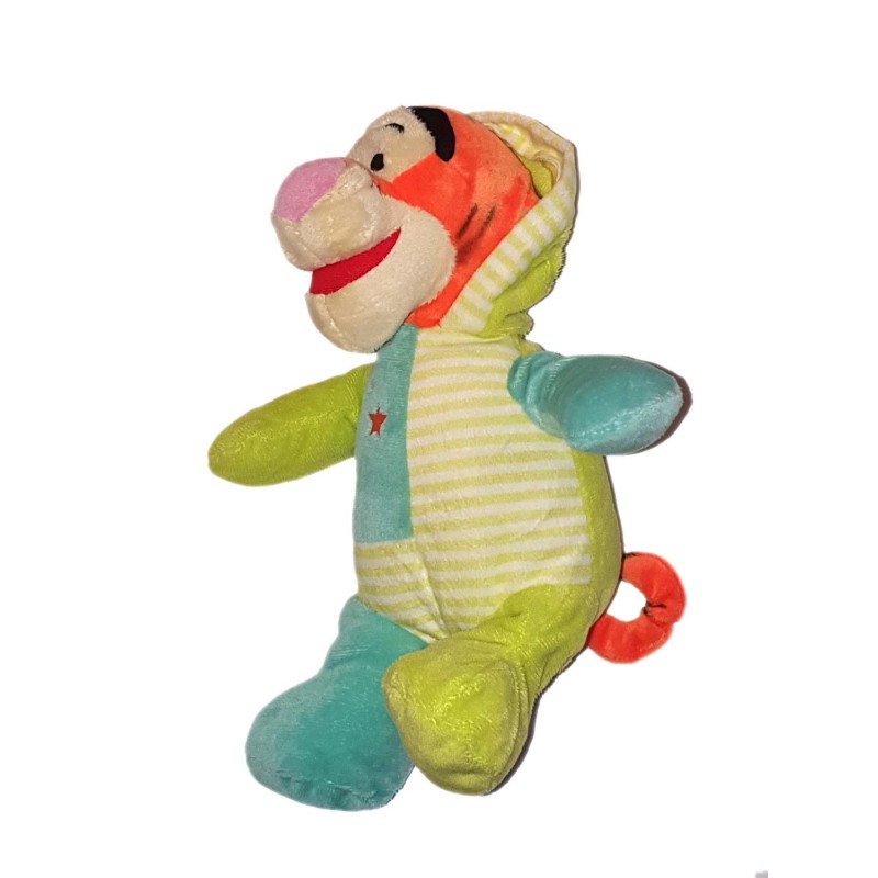 Peluche doudou Tigrou Pyjama Capuche bleu vert Hibou Etoiles 30 cm Disney Nicotoy PTS SRL (24408)