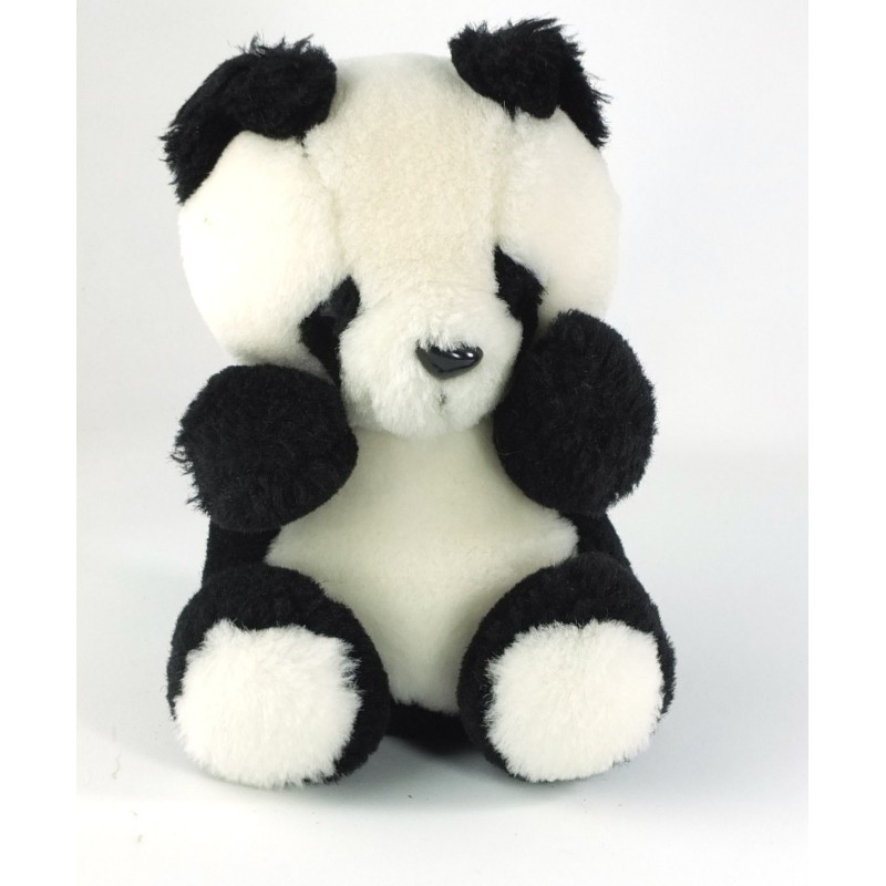 Ancienne peluche Doudou Vintage Panda noir blanc JOUAL 20 cm (22554)