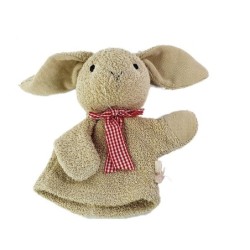 Doudou marionnette lapin ruban vichy rouge Noukies (22811)
