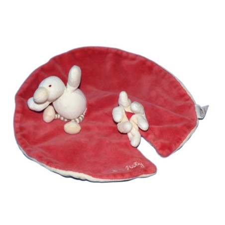 Doudou plat CANARD Nénuphar - Rouge bordeaux  MOULIN ROTY  (11269)