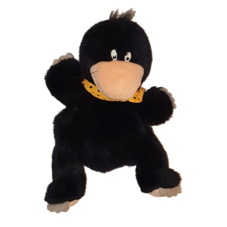 Peluche Marionnette Taupe Noire foulard jaune pois Nici 30 cm (22756)