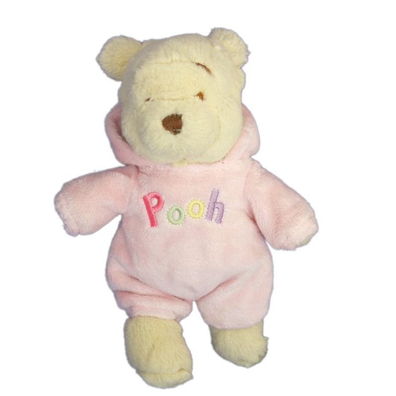 Peluche doudou Winnie Combinaison rose Capuche - 22 cm (7061)