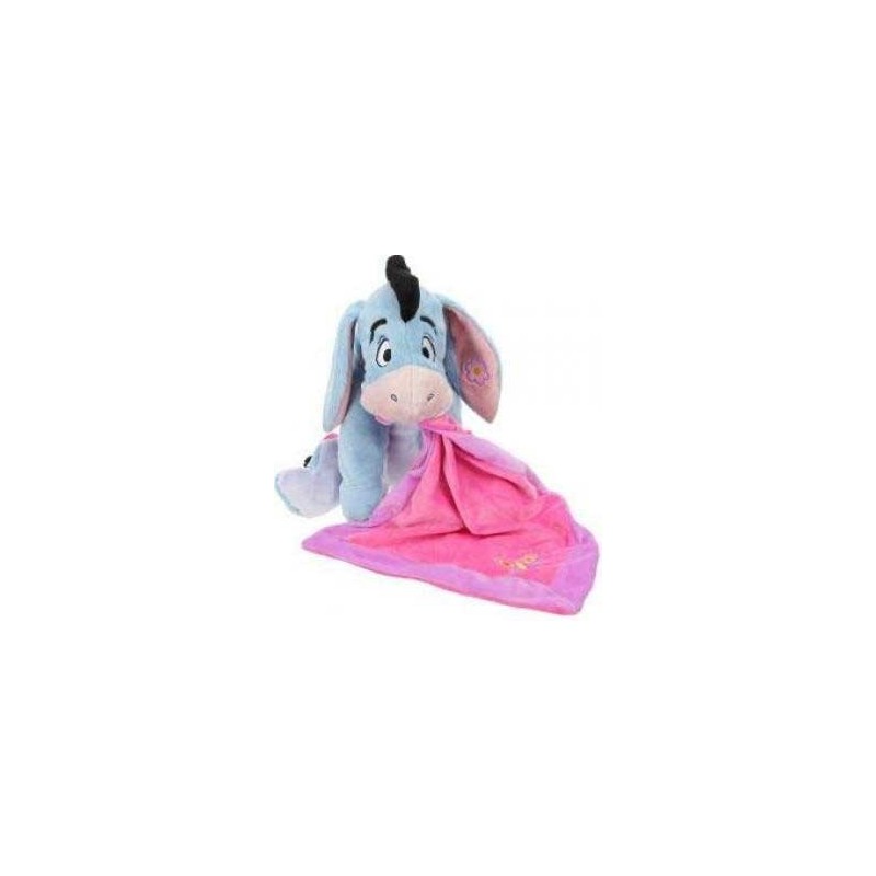 Doudou peluche BOURRIQUET Mouchoir Couverture rose Papillon (19812)