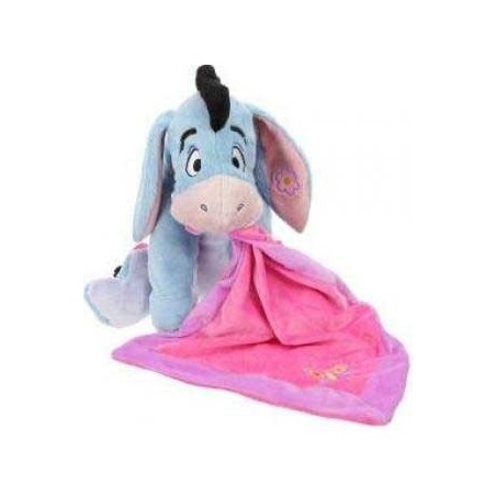 Doudou peluche BOURRIQUET Mouchoir Couverture rose Papillon (19812)