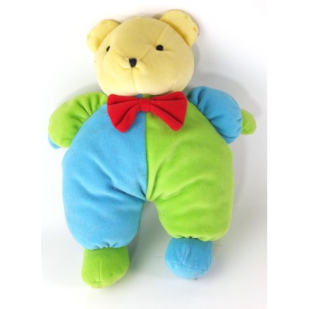 Peluche doudou Ours bleu vert PETITPOUCE grelot 30 cm (25142)