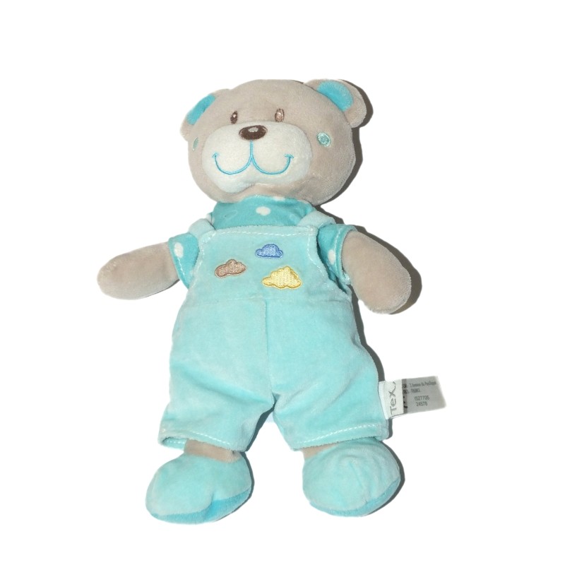 Doudou Ours bleu gris nuages TEX 26 cm (27236)