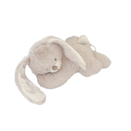 Doudou peluche musicale lapin beige blanc chiné Tex 25 cm (28143)