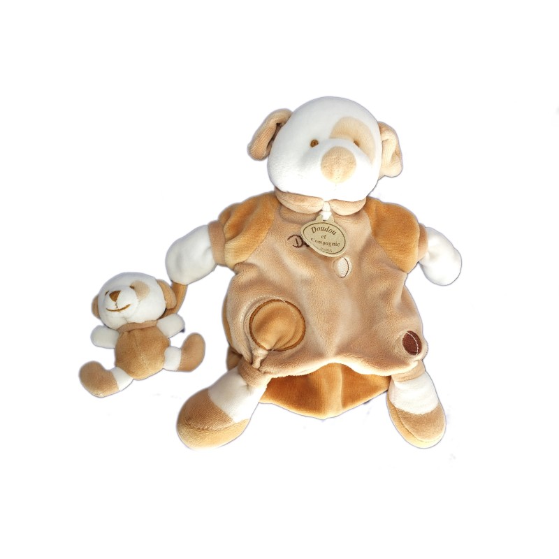 DOUDOU ET COMPAGNIE - Marionnette CHIEN beige DAFFY et son bébé (7153)