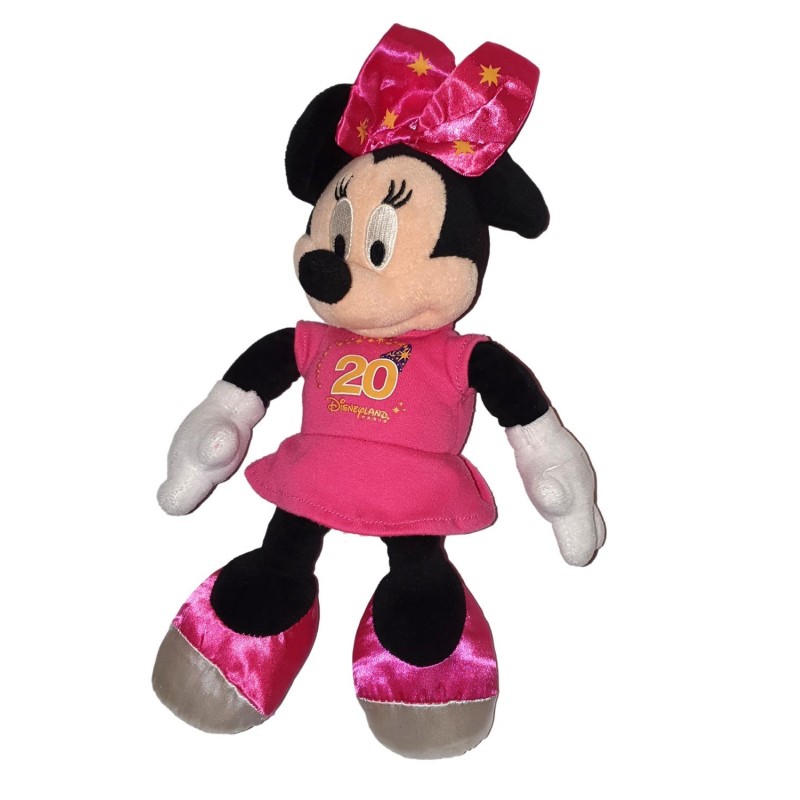 Doudou peluche Minnie 20 ans Disneyland Paris 26 cm Robe rose (24379)