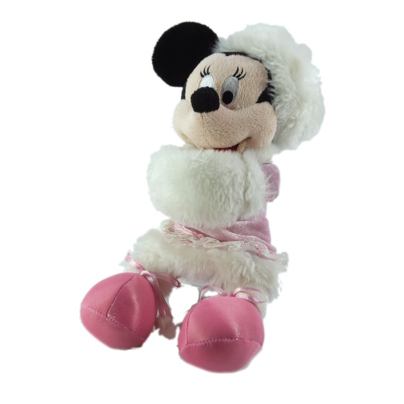Peluche doudou Minnie manteau hiver rose 28 cm Disneyland Paris Disney (19823)