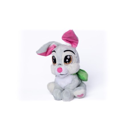 Glamour peluche doudou Panpan lapin gris blanc noeud vert 22 Cm (28314)
