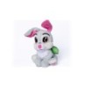 Glamour peluche doudou Panpan lapin gris blanc noeud vert 22 Cm (28314)