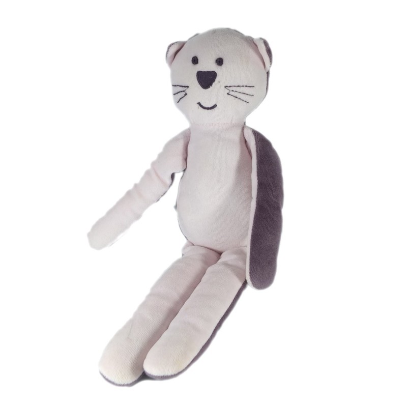 Doudou Chat rose violet 38 cm Bout'chou Monoprix (17618)