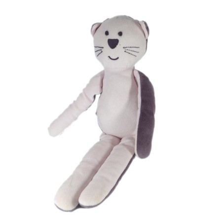 Doudou Chat rose violet 38 cm Bout'chou Monoprix (17618)