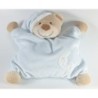 Doudou semi plat coussin OURS bleu Monoprix Bout'chou Etoiles blanches Grelot (17621)