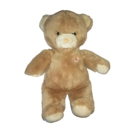 Ancienne peluche Ours blanc beige nez noir Style Boulgom Nounours 32 cm (23697)
