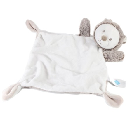 Doudou plat Hérisson blanc gris beige Carrefour TEX Comme neuf (17608)