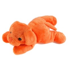Doudou chien orange allongé Carrefour Max & Sax 20 cm (21742)