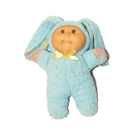 Peluche poupée Lapin bleu noeud jaune Cabbahge Hasbro  (27665)