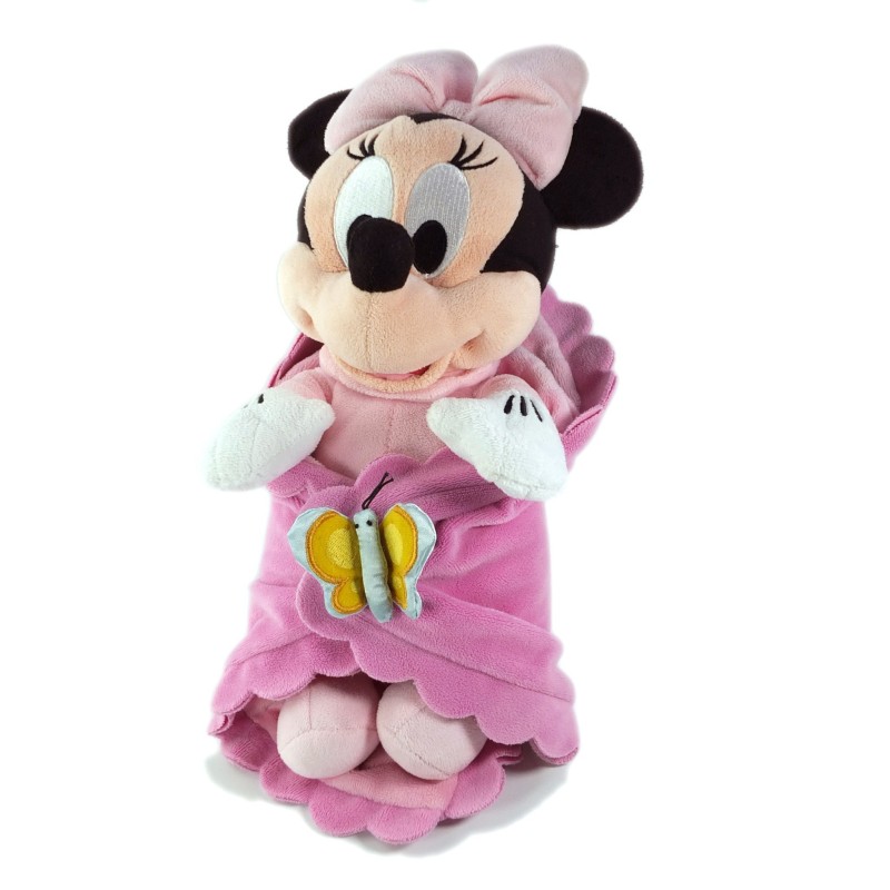 Peluche doudou Minnie Couverture Papillon 35 cm Disneyland Disney Paris (19913)