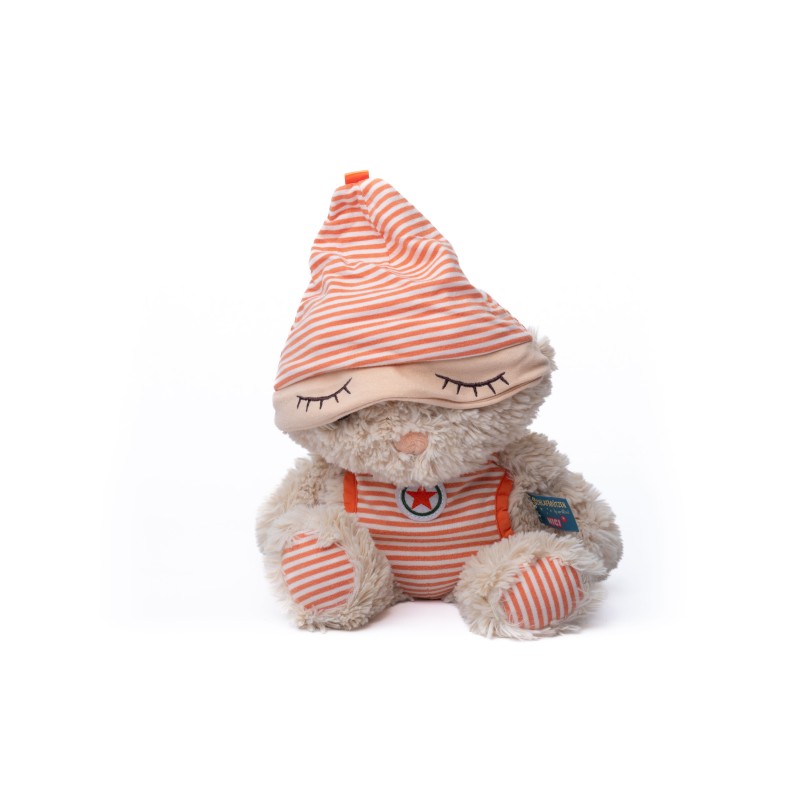Doudou peluche lapin blanc orange rayures étoile Schlafenmutzen 38 cm NICI (28316)