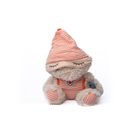 Doudou peluche lapin blanc orange rayures étoile Schlafenmutzen 38 cm NICI (28316)