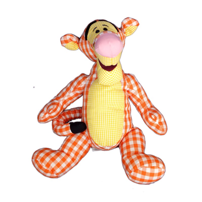 Doudou peluche - TIGROU jaune orange Carreaux Vichy - Authentique Original Disney Store - H 34 cm (6930)