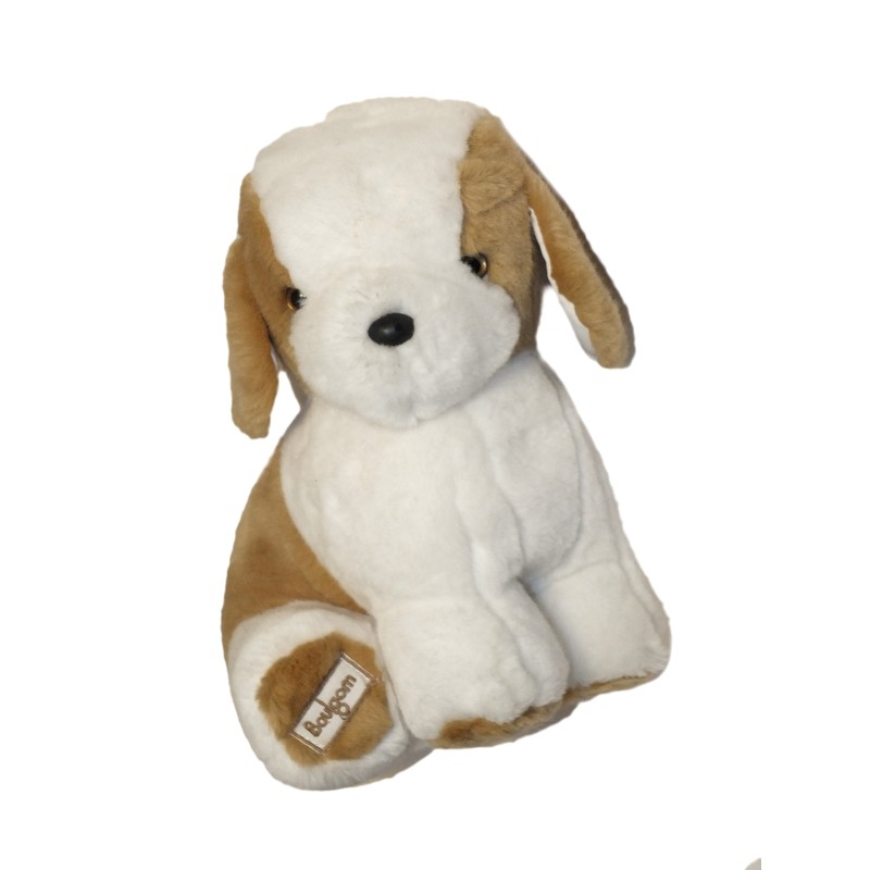 Peluche chien Boulgom blanc et marron 30 cm (27391)