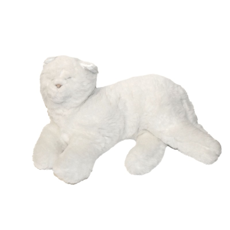 Vintage Peluche Chat Blanc Minouche 35 cm (27518)