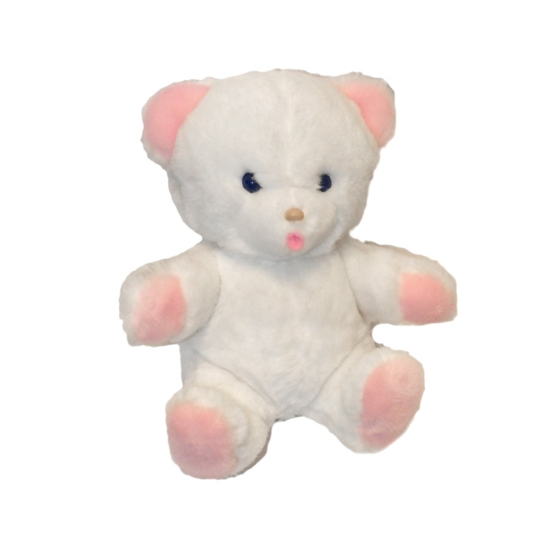 Peluche Ours blanc rose Yeux bleus Boulgom 25 cm (27390)