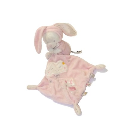 Doudou Lapin blanc rose Mouchoir Nuage MAX & SAX  (28094)