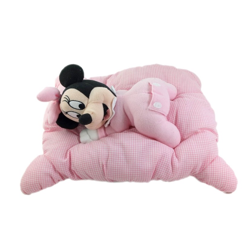 Peluche doudou Minnie Coussin Vintage carreaux vichy rose Jemini 30 cm (24506)