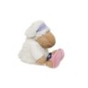 Grande peluche mouton blanc marron Nici 50 cm bandeau mauve pois fleurs (28213)