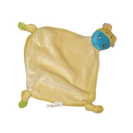 Doudou plat Hippopotame jaune bleu Sofinex (25030)