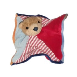 Doudou plat ours rouge rayures blanc bleu Sterntaler (24460)