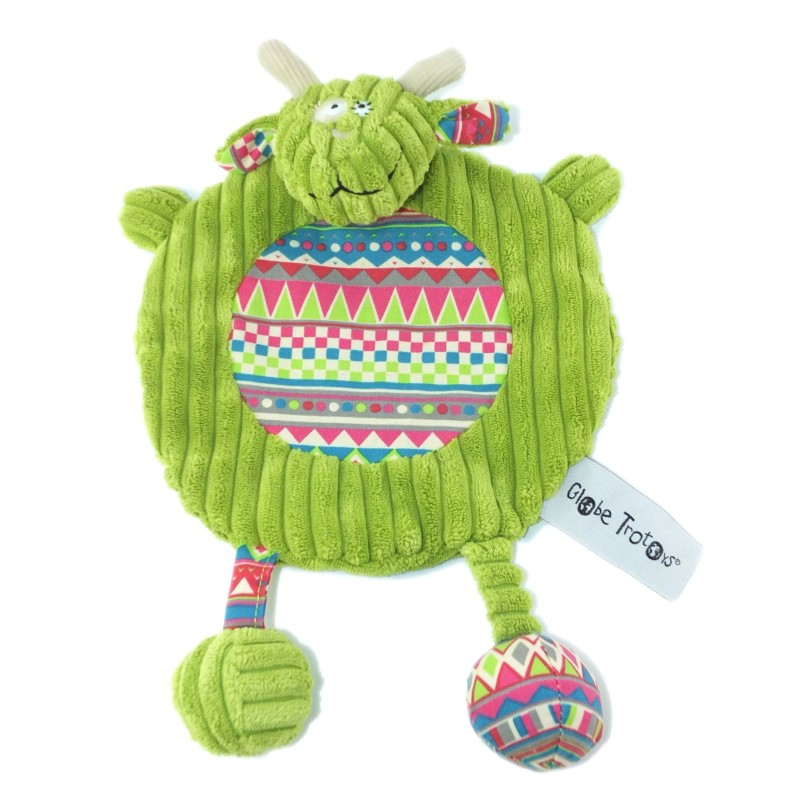 Doudou plat Vache vert Globe Trotoys Cora (23969)