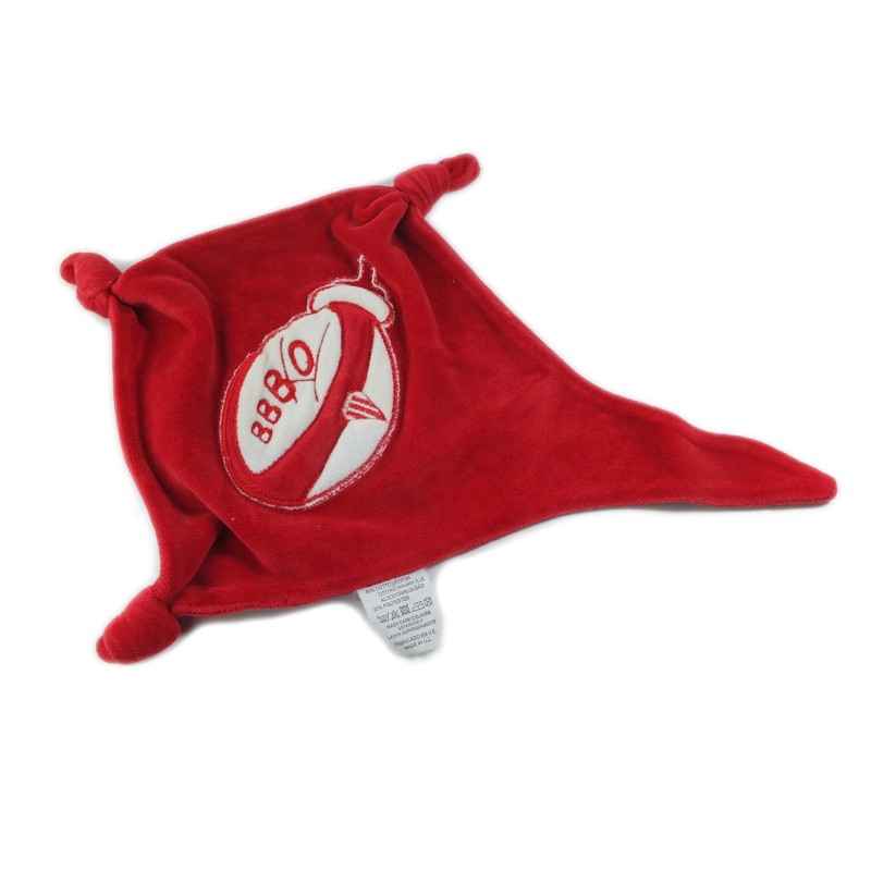 Doudou plat rouge ballon rugby BBBO (25709)