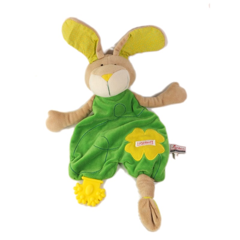 SIGIKID Doudou plat lapin vert fleur jaune (25690)