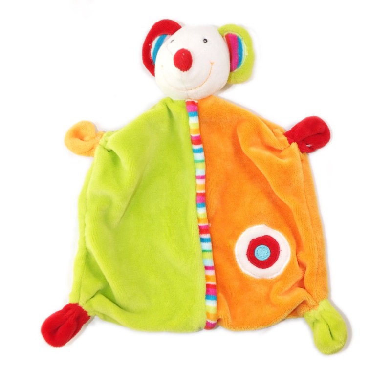 Doudou souris plat orange vert BABY CLUB (25845)