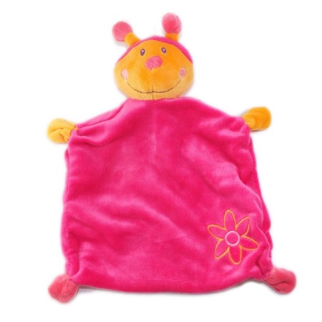 Doudou Plat Papillon rose orange Fleur BABY CLUB (25844)