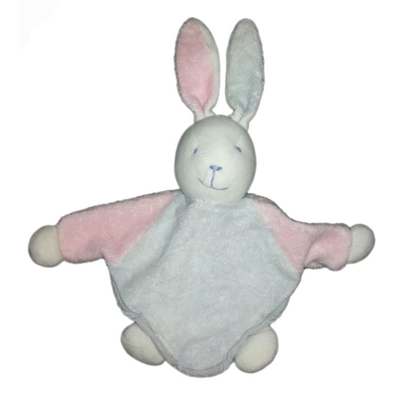 Doudou plat Lapin rose gris Blanchet Peluches (23623)