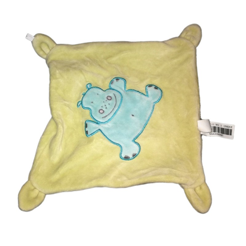 Doudou plat vert Hippopotame bleu GSA (23622)