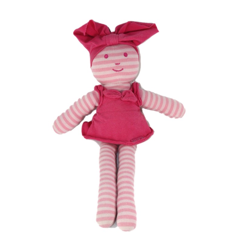 Doudou tissu poupee rose Taille 0 Verimode 32 cm  (23142)